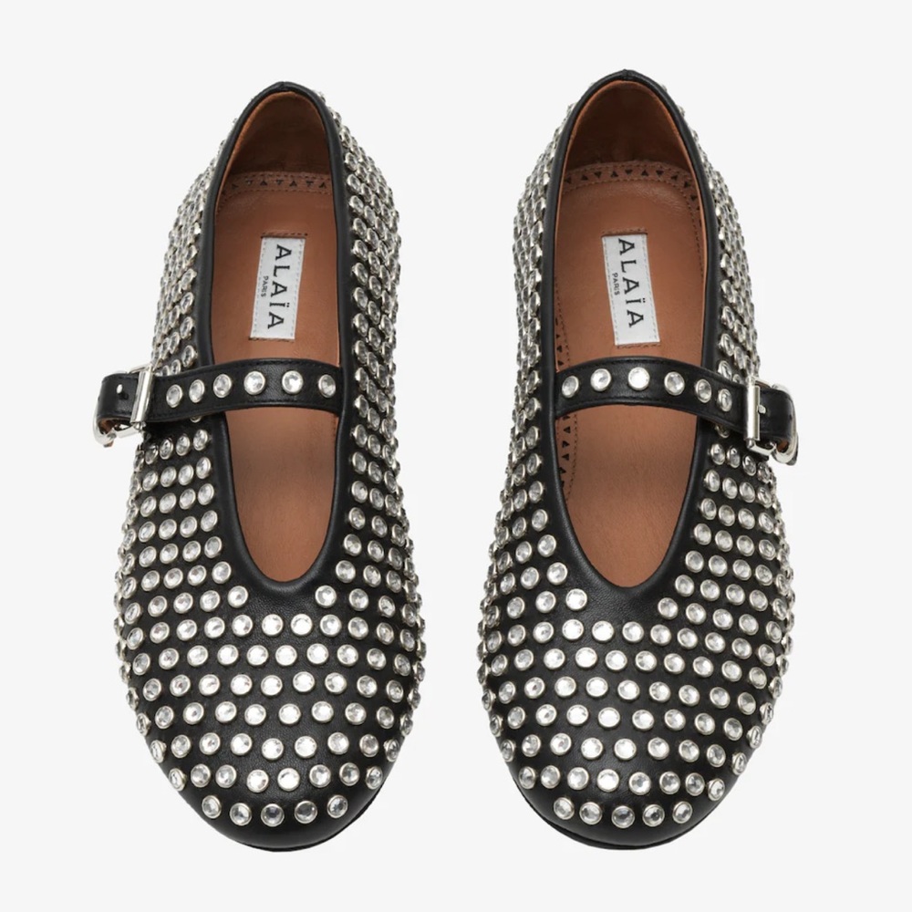 ALAIA Strass Lambskin Ballet Flats